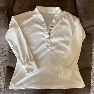 White collared Henley shirt, size medium
